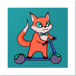 Fox On A Scooter Posters and Art